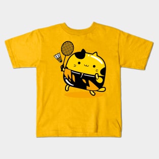 yellow cat badminton player profession Kids T-Shirt